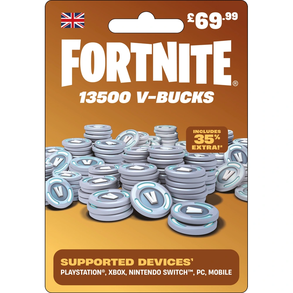 13,500 Fortnite V-Bucks Gift Card | Smyths Toys UK
