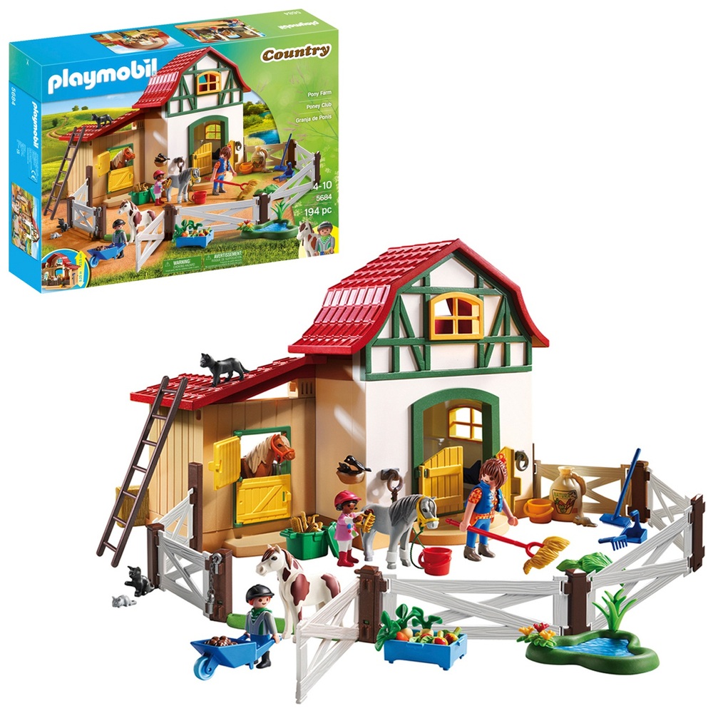 Playmobil 5684 Country Pony Farm with Pony Stalls and Storage Loft ...