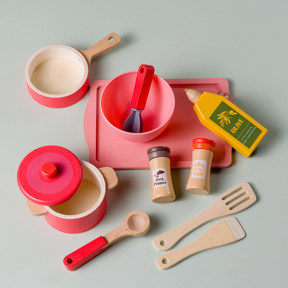 Valise Dinette Set Casseroles De Cuisine Bois Naturel Egmont Toys Jouets 3 Ans 5420023041593