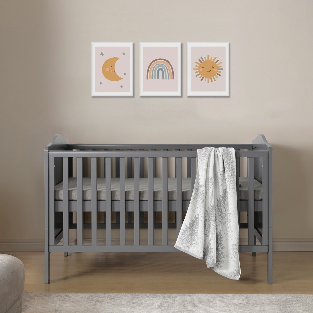 Nested Sorrento Cot Bed with Teething Rails in Charcoal Smyths Toys Ireland