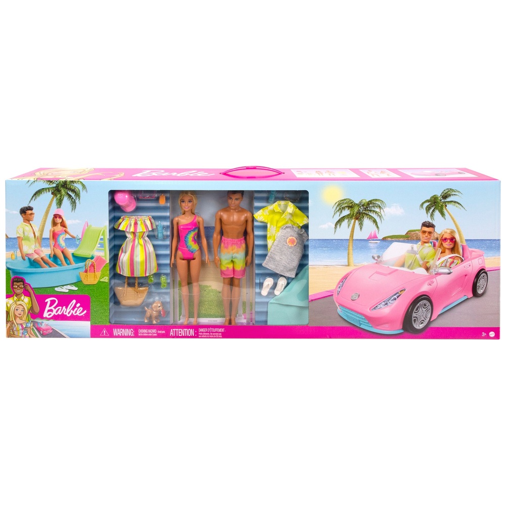 Barbie Playset Beach Dolls Gift Set with Convertible Car | Smyths Toys UK