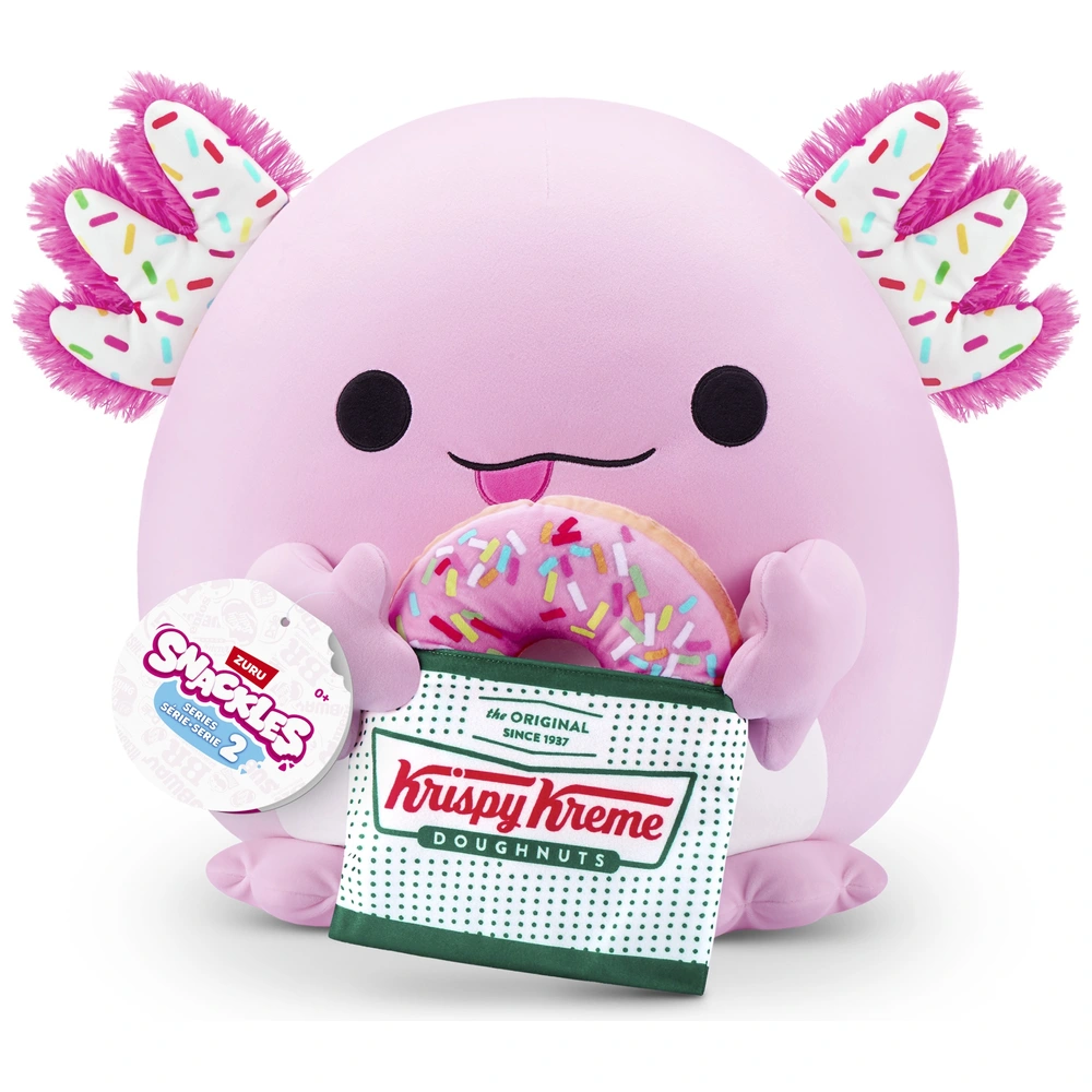 Snackles by ZURU Plush Axolotl with Krispy Kreme Donut 35cm