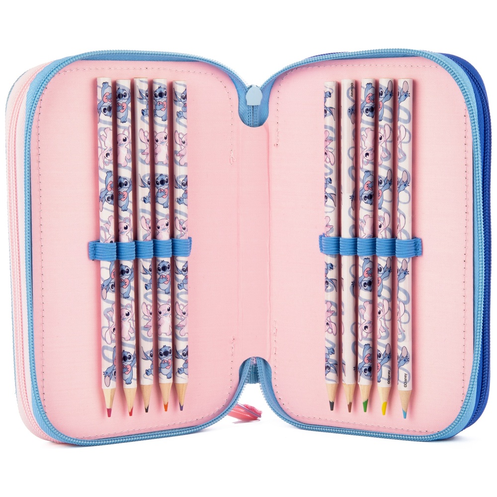 Disney Stitch and Angel Triple Layered Pencil Case | Smyths Toys UK