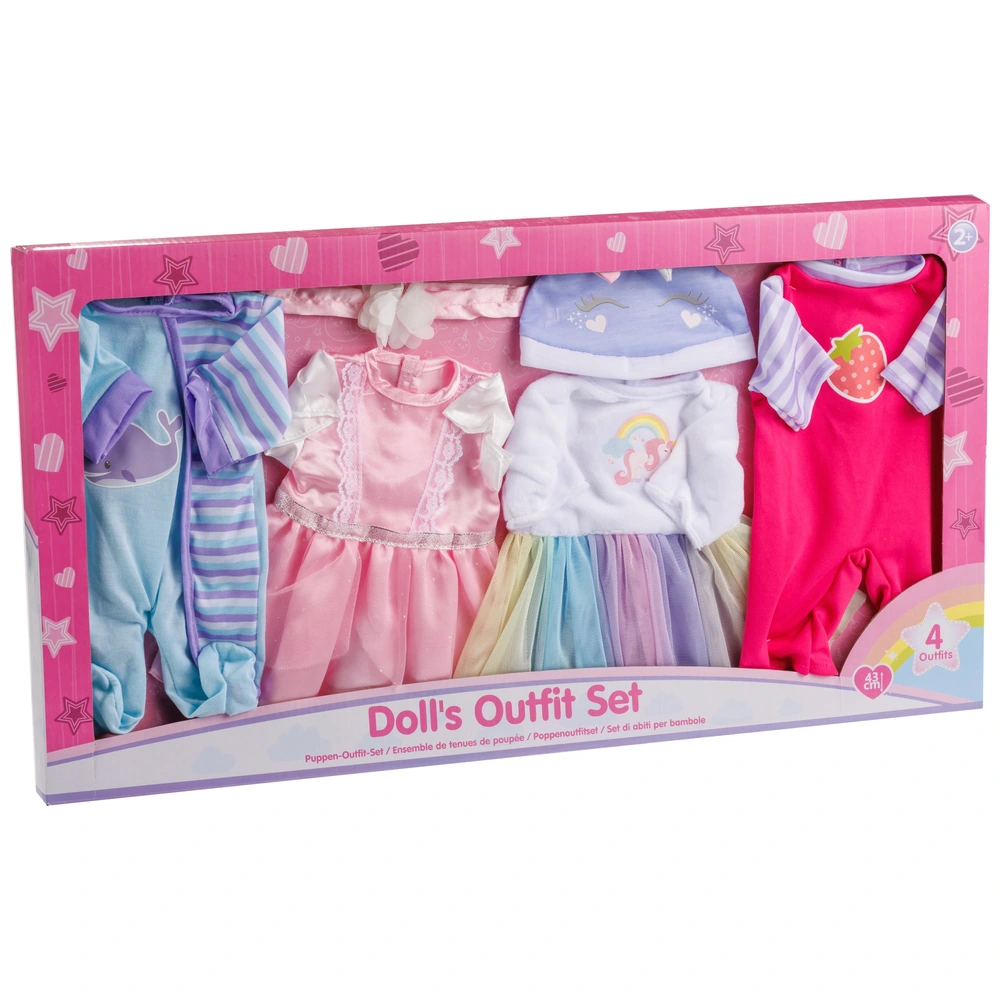 Vêtements Pour Poupées De 43 Cm, Ensemble D'hiver « Fleur » Rose Et Gris Flanelle, Avec Ou Sans Veste - France