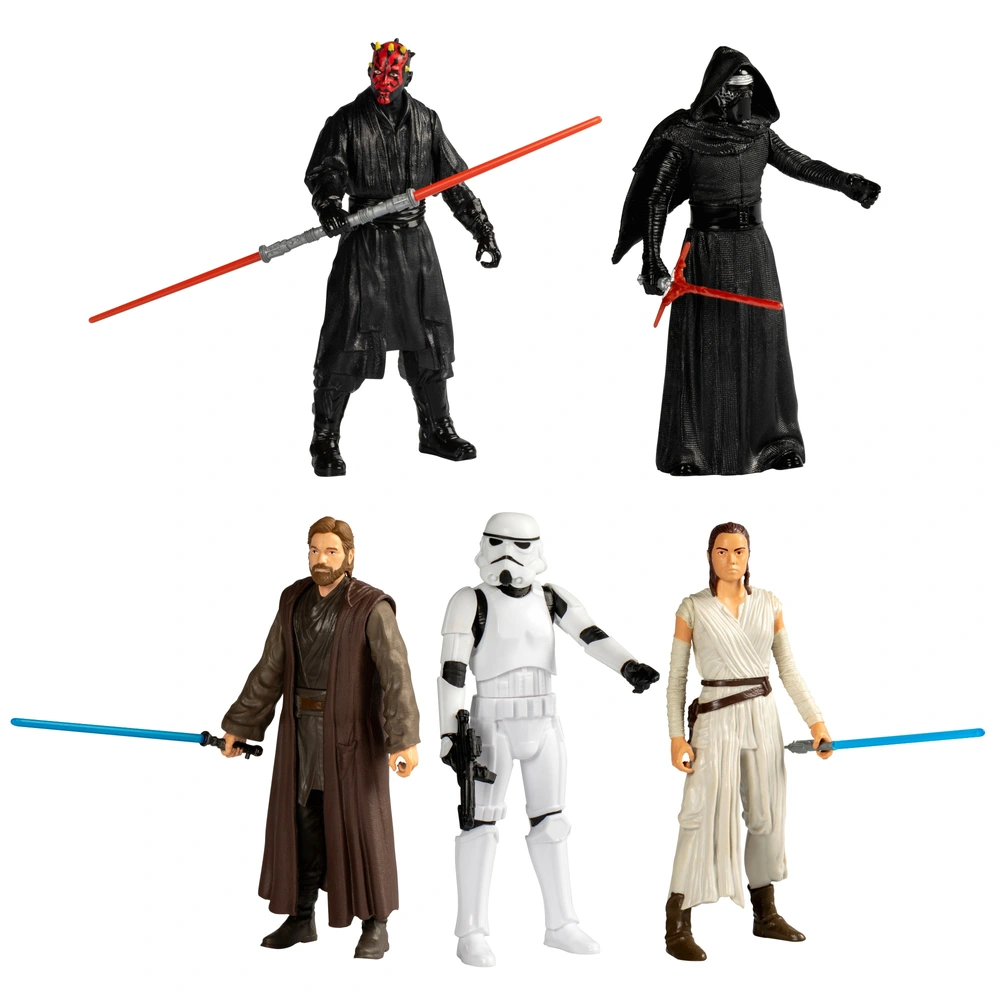 Pack Figurines Star Wars 30cm - Dark Maul, Dark Vador, Stormtrooper - 5 Points Articulation - Dès 4 Ans