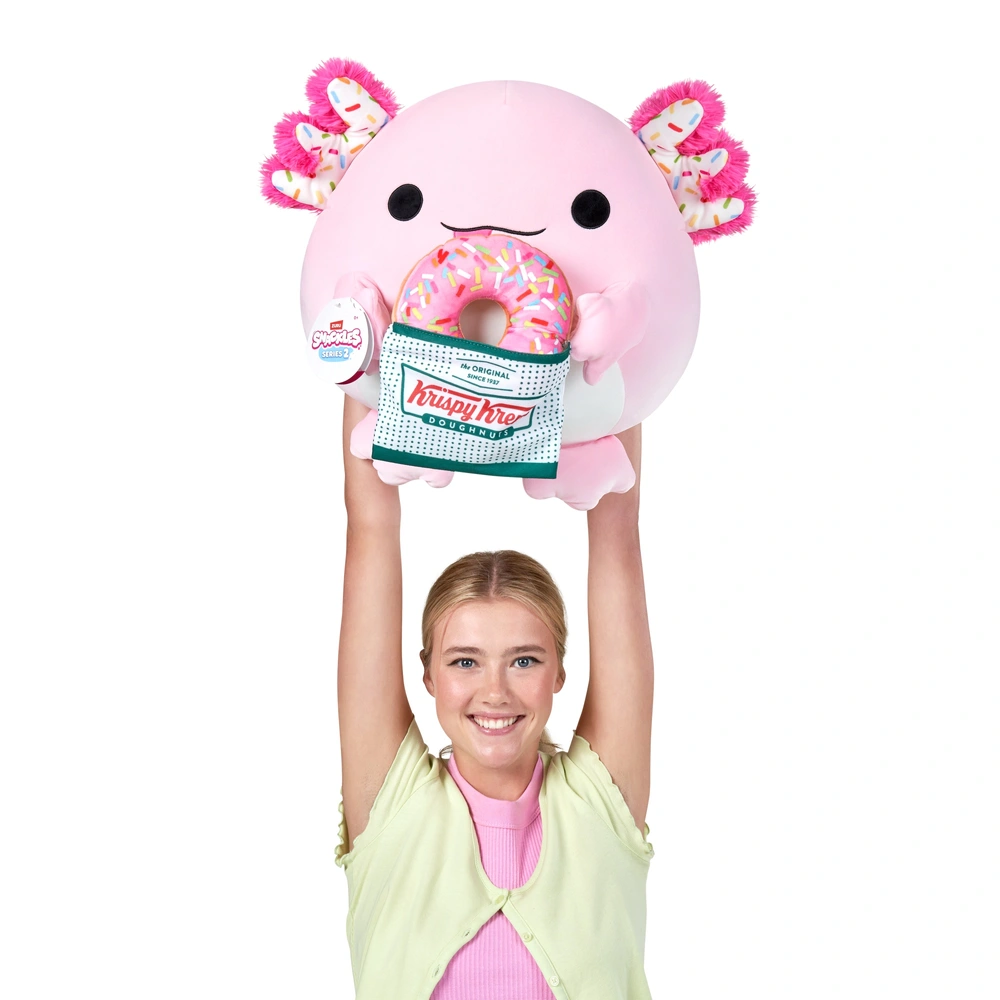 Snackles Serie 2 - Axolotl Rosa Con Ciambella Krispy Kreme - Peluche 18 Pollici Squishmallows