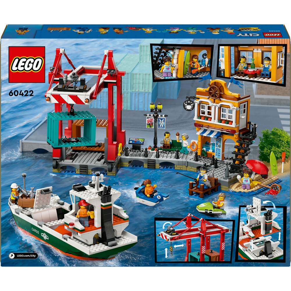 LEGO City 60422 Seaside Harbour with Cargo Ship Set | Smyths Toys UK