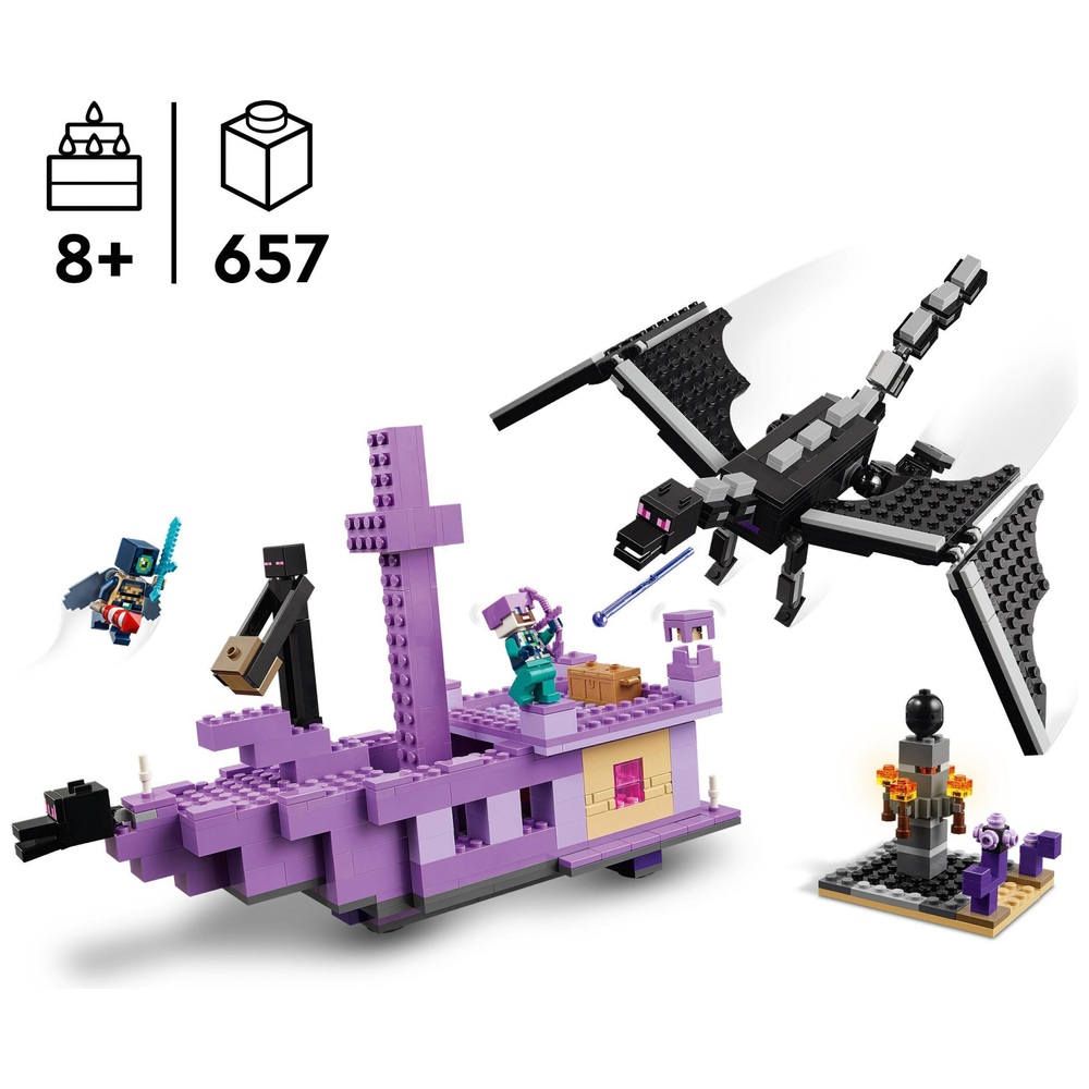 LEGO Minecraft 21264 The Ender Dragon and End Ship Set | Smyths Toys UK