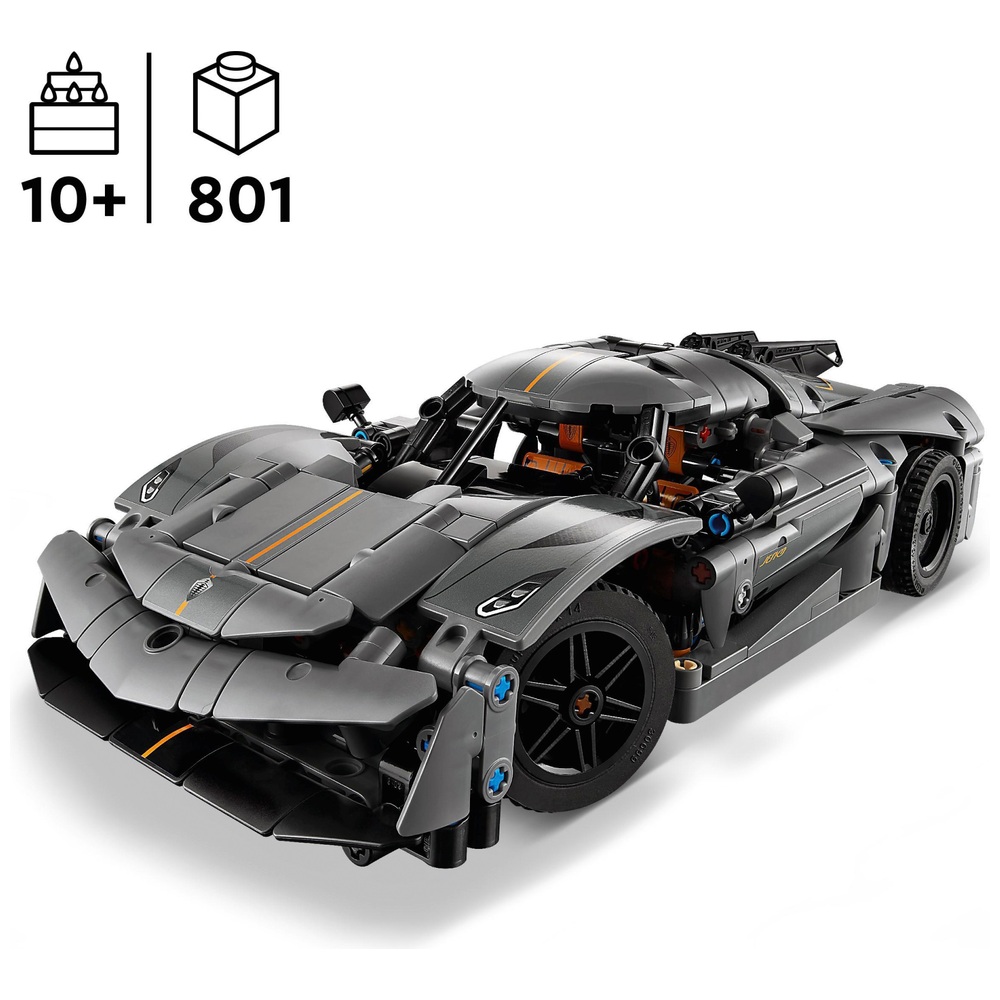 LEGO Technic 42173 Koenigsegg Jesko Absolut Grey Hypercar Set | Smyths ...