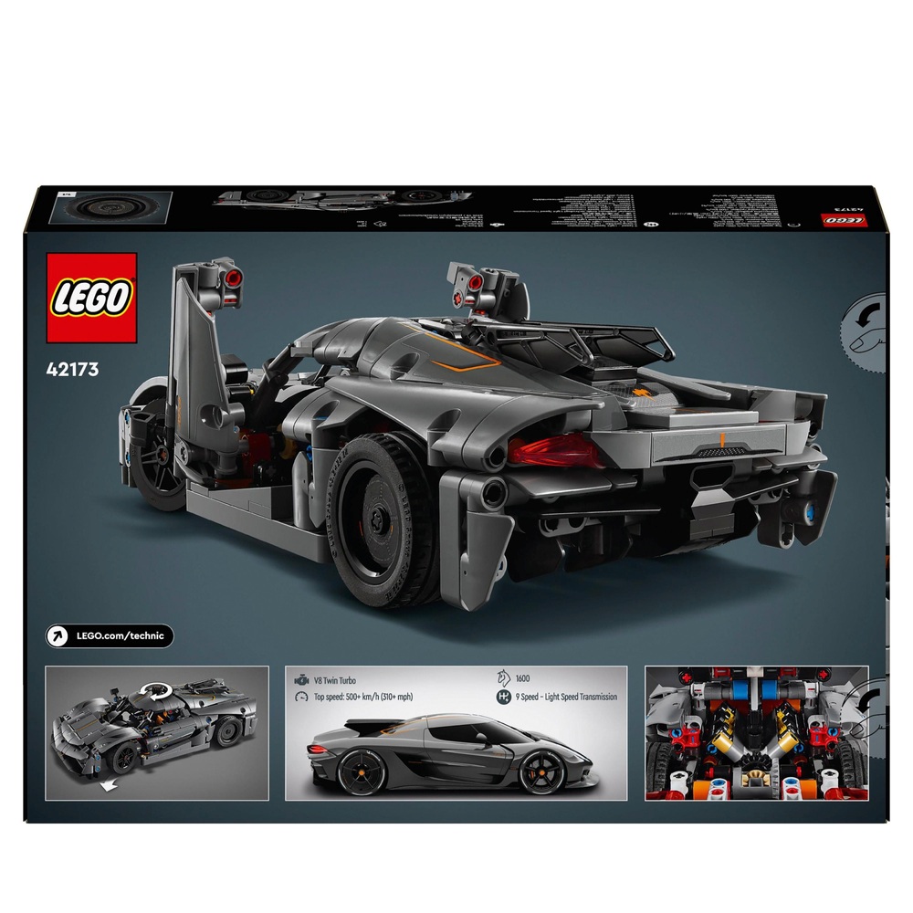 LEGO Technic 42173 Koenigsegg Jesko Absolut Grey Hypercar Set | Smyths ...