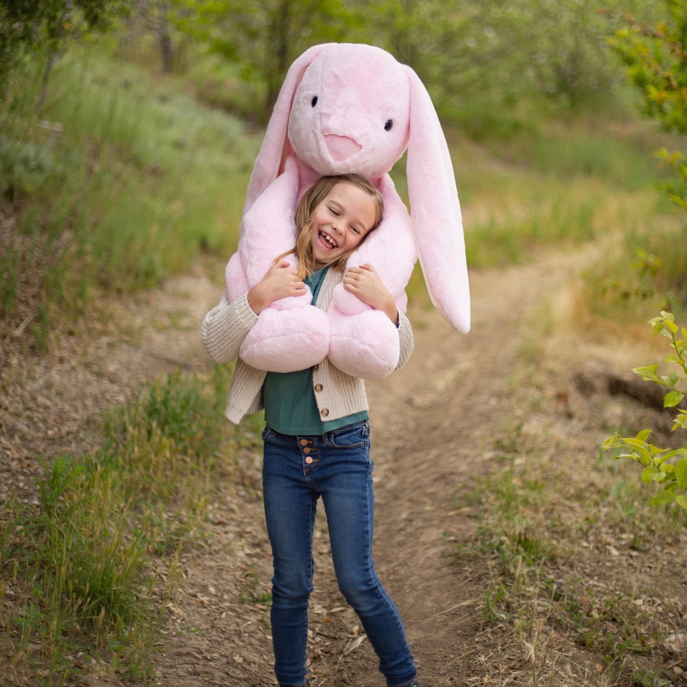 World s Softest Plush 122cm Jumbo Pink Bunny Smyths Toys UK