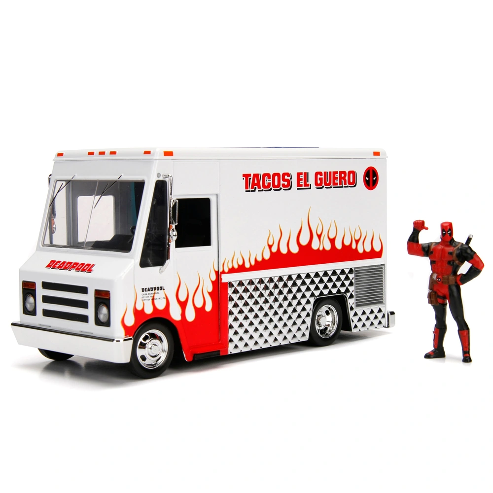 Metals Die-Cast Marvel Deadpool Figure with Taco Truck Set 1:24