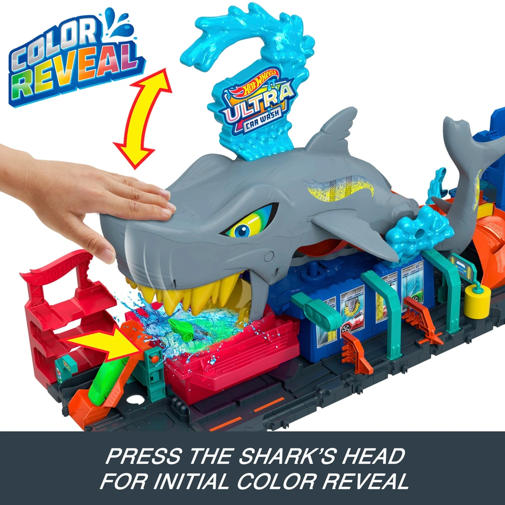 Hot Wheels City Let's Race Colour Reveal Ultra Shark Car Wash