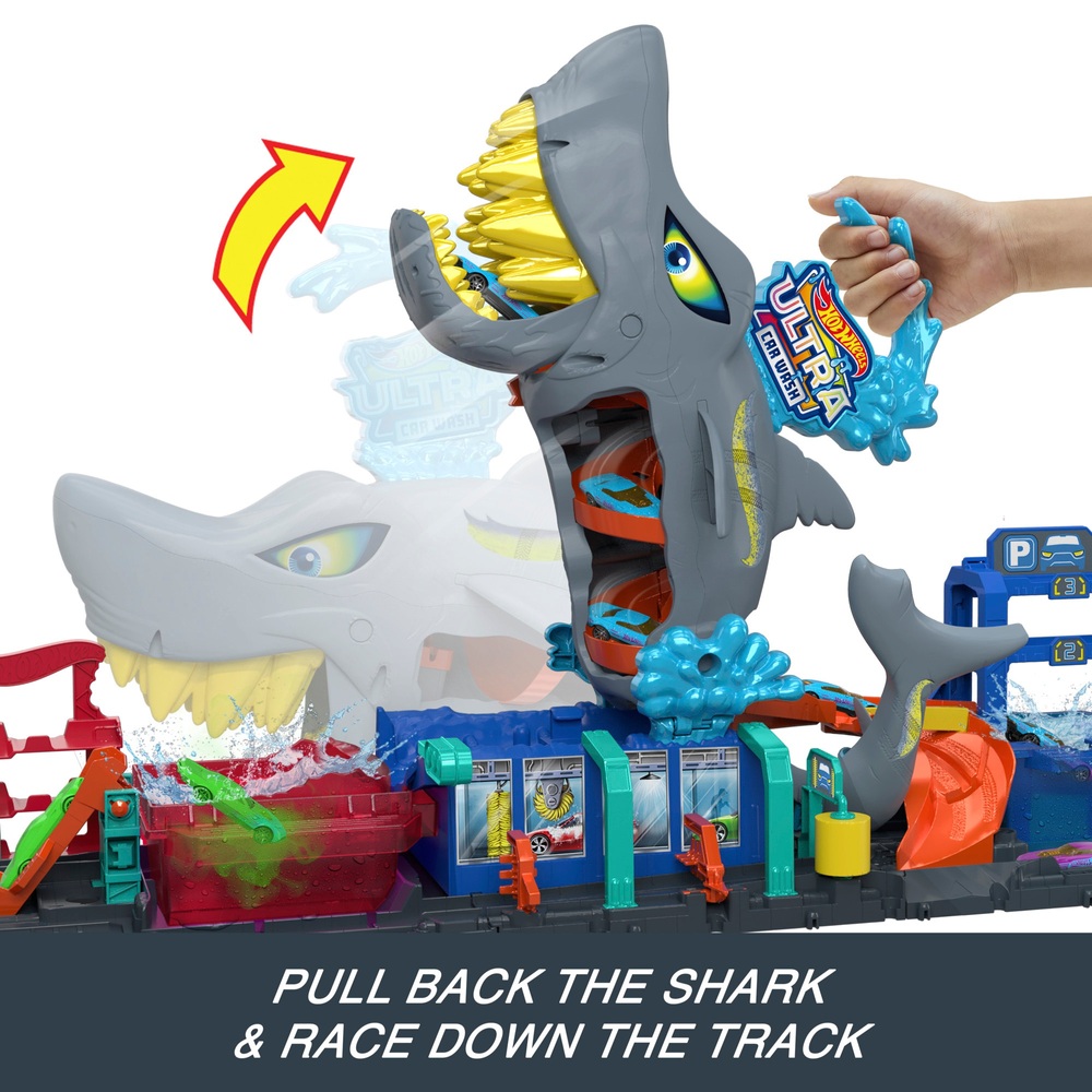 Hot Wheels City Let's Race Ultra Shark Car Wash Playset | Smyths Toys ...