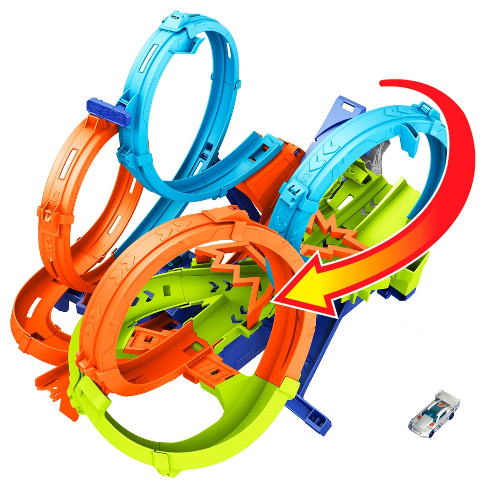 Hot Wheels Action Bahn 4-Loops Crash-Out Looping Rennbahn mit Auto ...