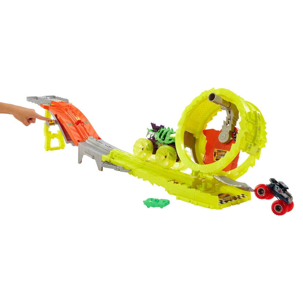  Hot Wheels Monster Trucks Power Smashers Power Verfolgungsjagd Bahn mit Motiv 