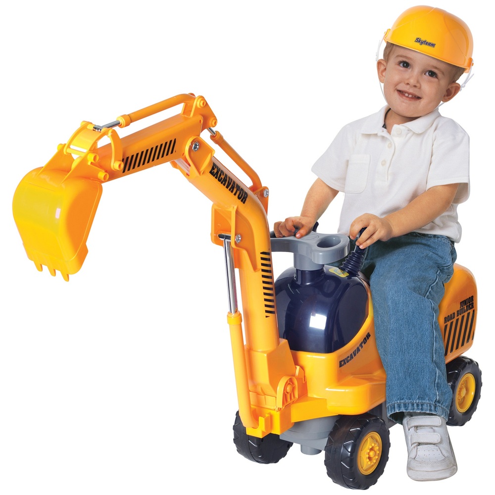 Micro Excavator Ride On and Hard Hat | Smyths Toys UK