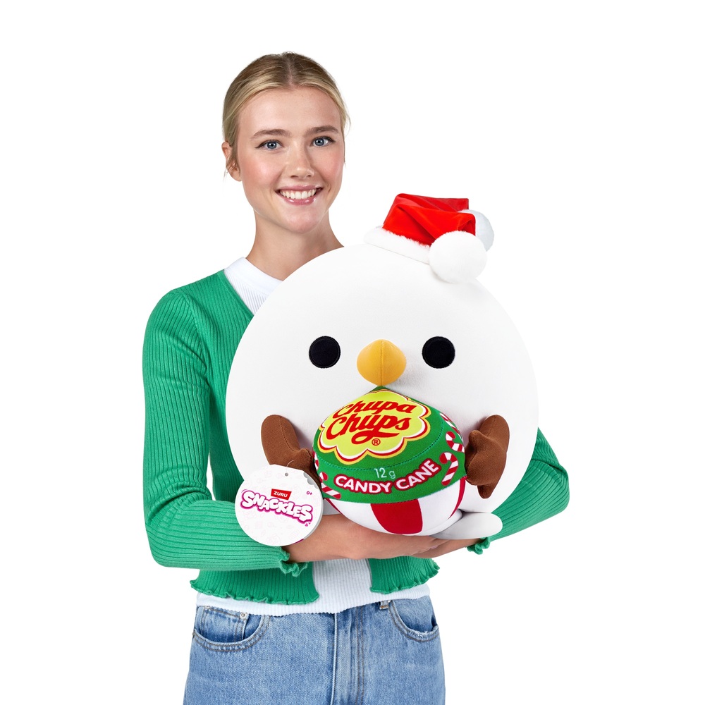 Snackles Weihnachtsedition Kuscheltier Jack der Schneemann mit Chupa Chups 35 cm Smyths Toys Deutschland