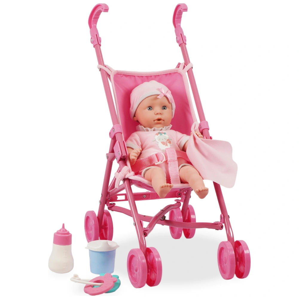 Kisses Cuddles Baby Doll and Stroller with Accessories Set 36cm