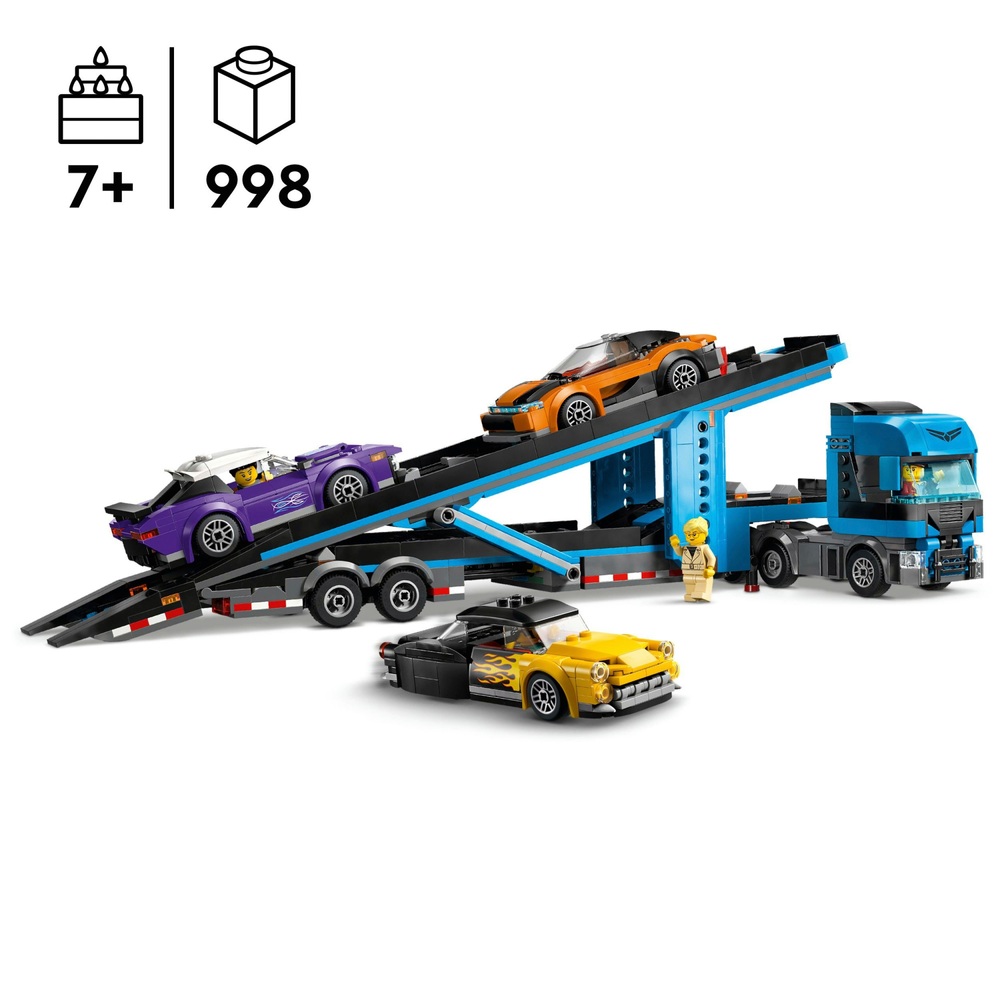 LEGO City 60408 Car Transporter Truck with Sports Cars Set | Smyths Toys UK