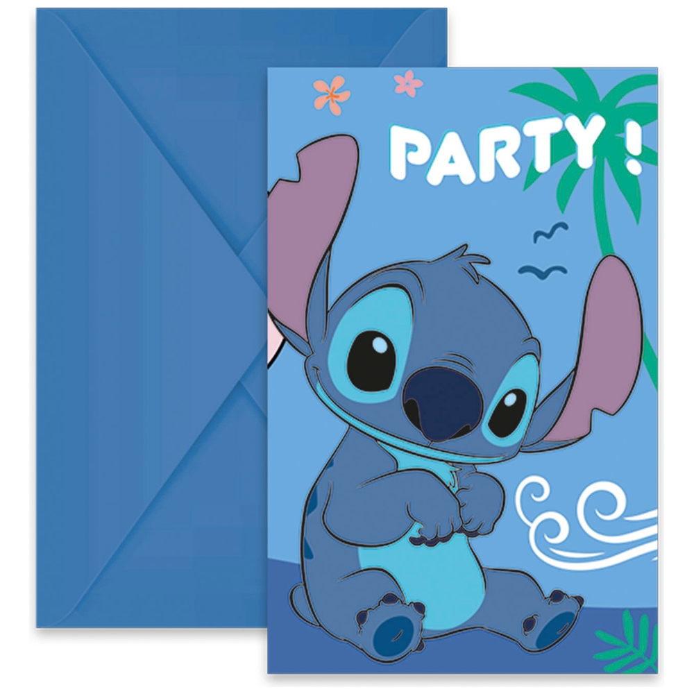 Disney Lilo & Stitch Einladungskarten mit Stitch 6er Set blau Smyths