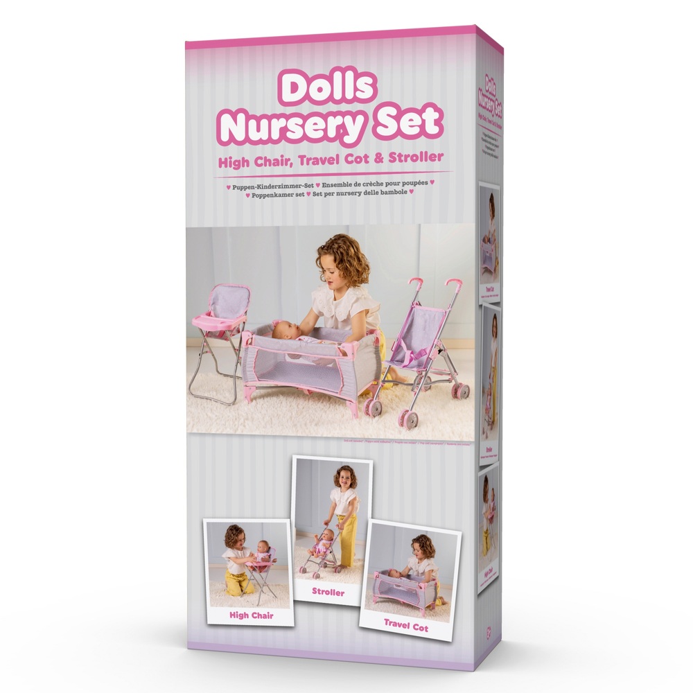 Dolls Nursery Set in Pink Heart Print