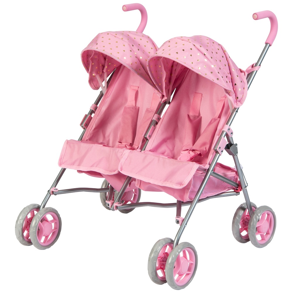 Side by Side Twin Doll Stroller in Pink Smyths Toys UK