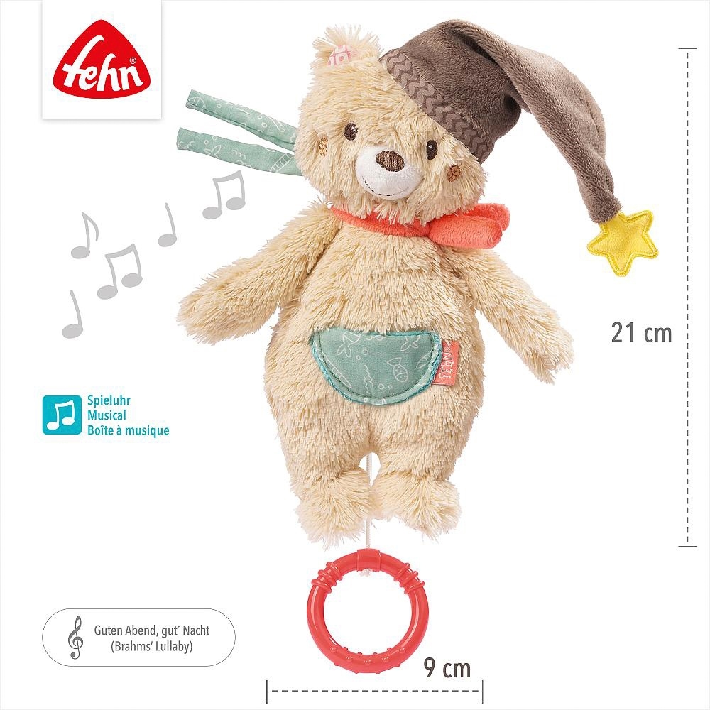 Fehn Toys Baby Sleep Aid Bruno the Musical Bear Plush Toy | Smyths Toys UK