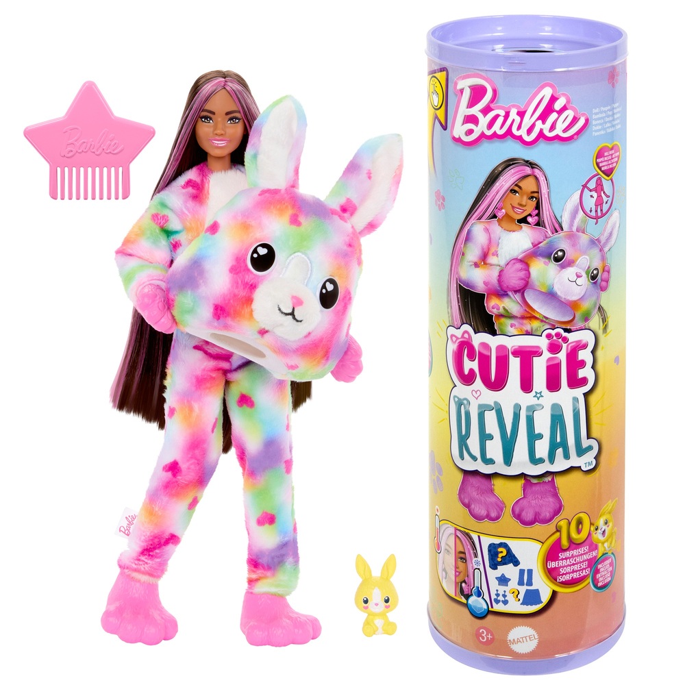 Barbie Cutie Reveal Colour Dream Doll with Bunny Plush Costume and 10 ...