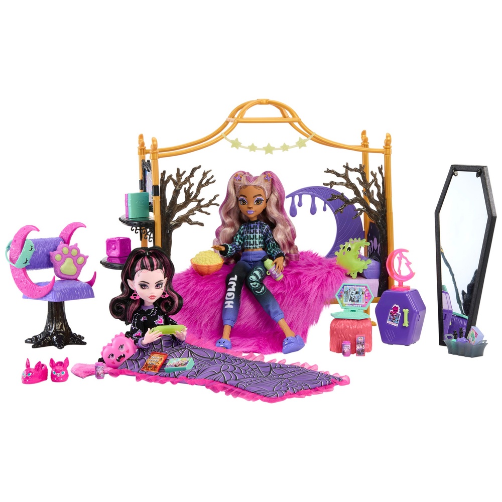 Monster High Creepover Party Bedroom Playset with Two Dolls | Smyths ...