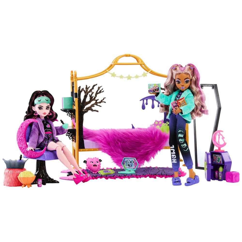 Monster High Creepover Party Bedroom Playset with Two Dolls | Smyths ...