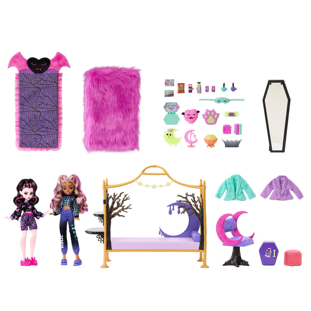 Monster High Creepover Party Bedroom Playset with Two Dolls | Smyths ...