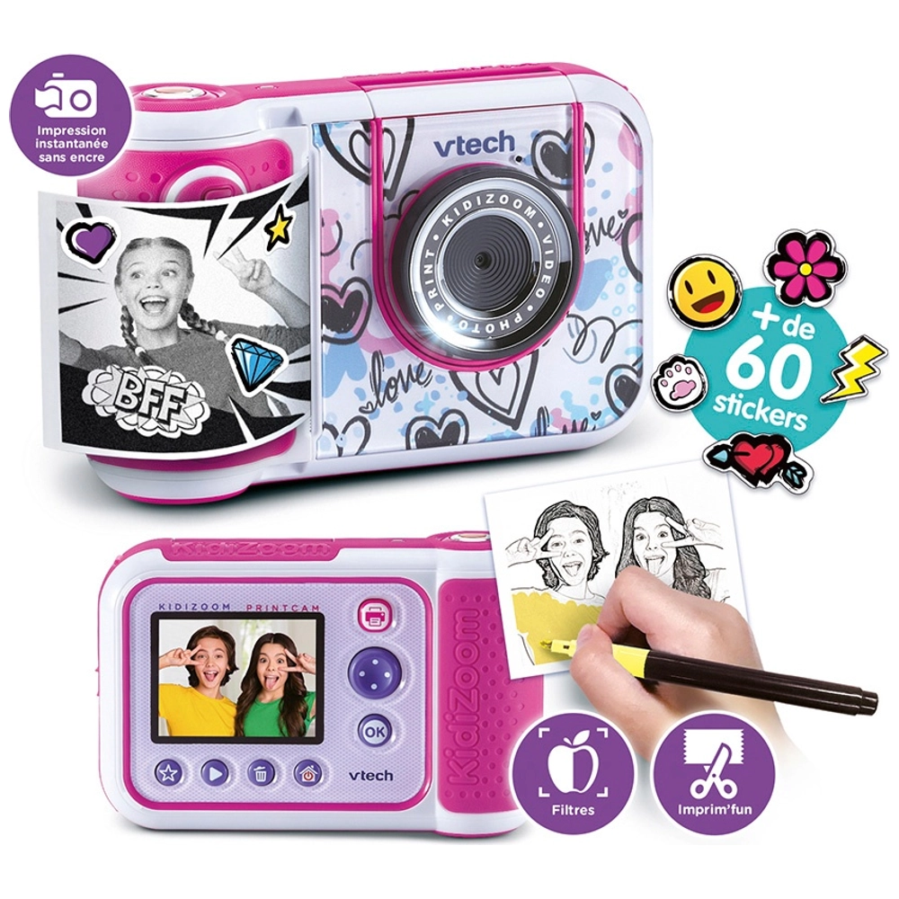 VTech Appareil Photo KidiZoom Print Cam Rose Smyths Toys France