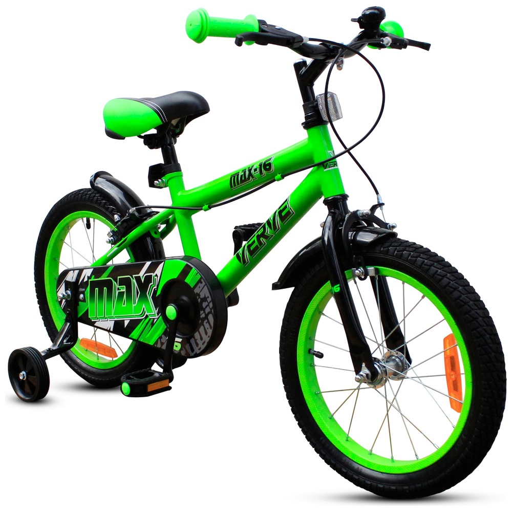  Foto zu 16 Zoll Kinderfahrrad Verve Max mit Stützrädern grün 