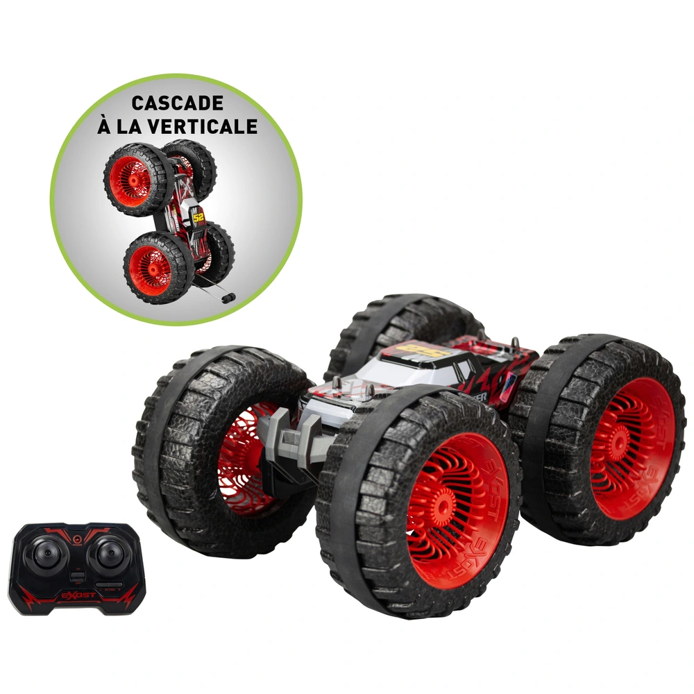 Dickie Toys Flippy Voiture Flip RC – Rouge/police Noire – 180° – 8 Km/h – Piles Incluses – Dès 3 Ans