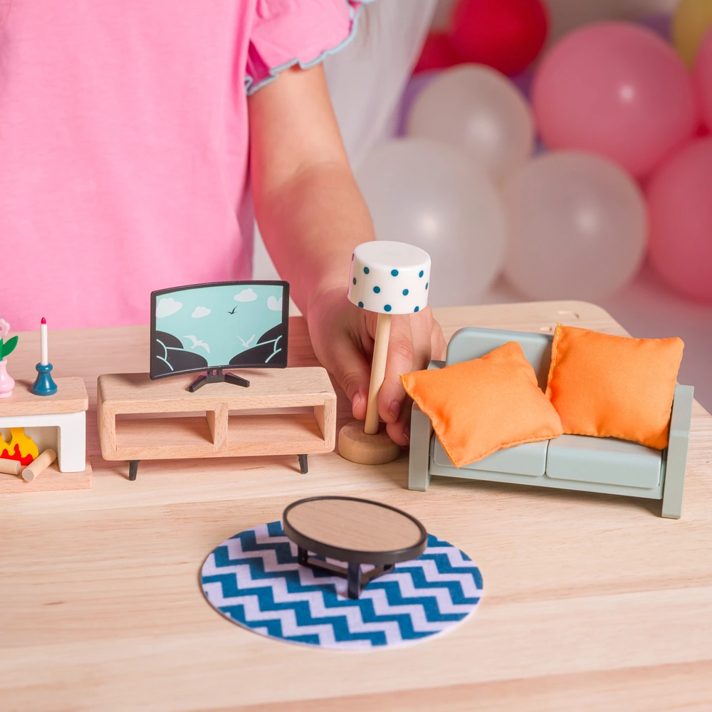 Kitchen and Living Room Doll House Furniture Set 35 Pieces