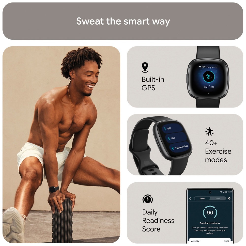 Fitbit Versa 4 Smart Watch - Black/Graphite Aluminium | Smyths Toys UK