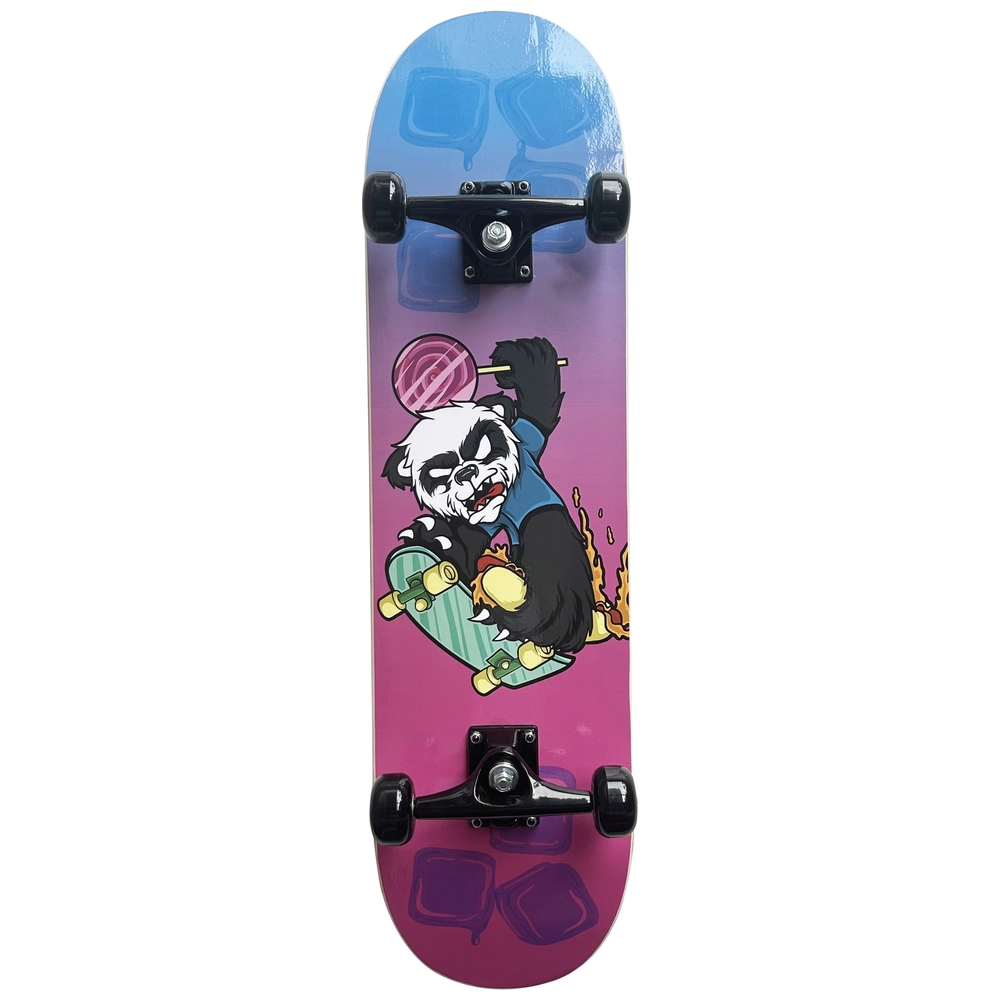 Skateboard Complete – Panda Design, Weiche Räder, 7,75 Zoll, Sofort Fahrbereit