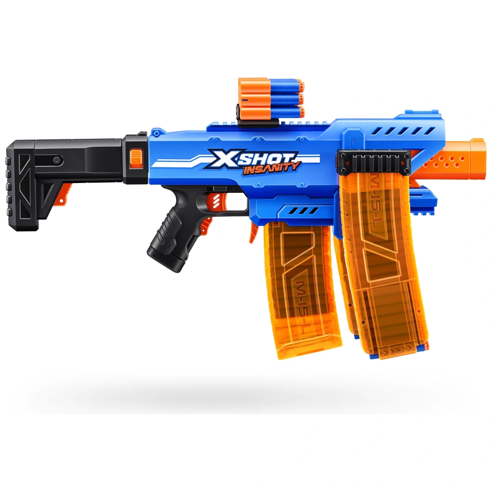 XSHOT by ZURU Insanity Motorized Clip Mania Blaster with 72 Darts