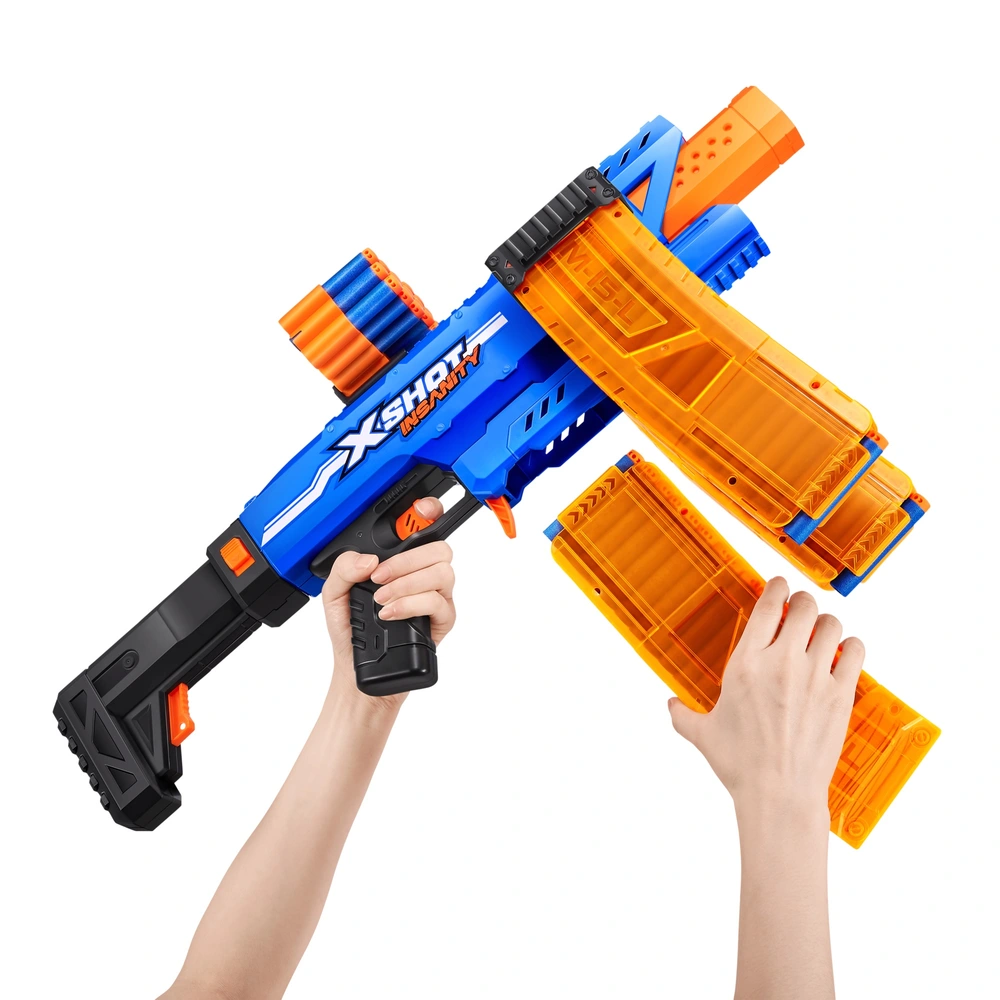 XSHOT by ZURU Insanity Motorized Clip Mania Blaster with 72 Darts