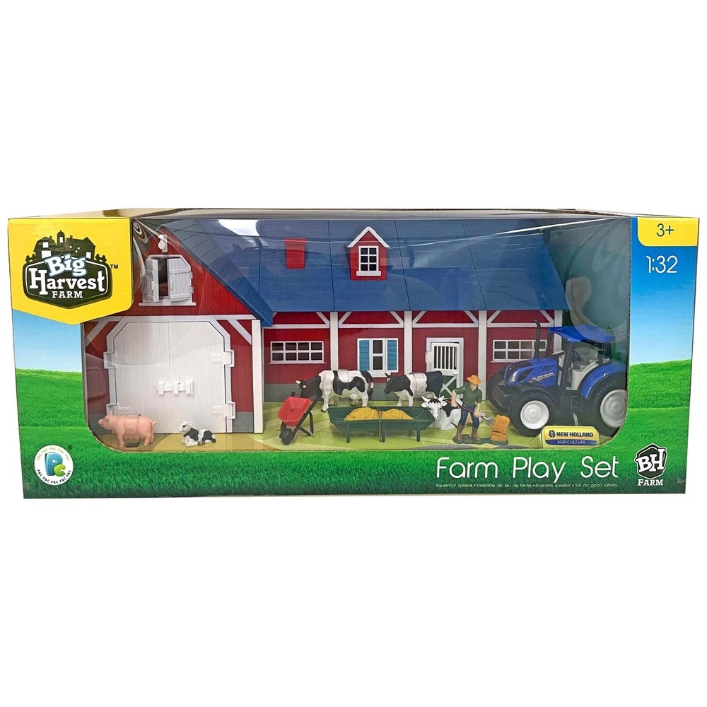 My Farm Red Barn and Animal Playset with New Holland Tractor | Smyths ...