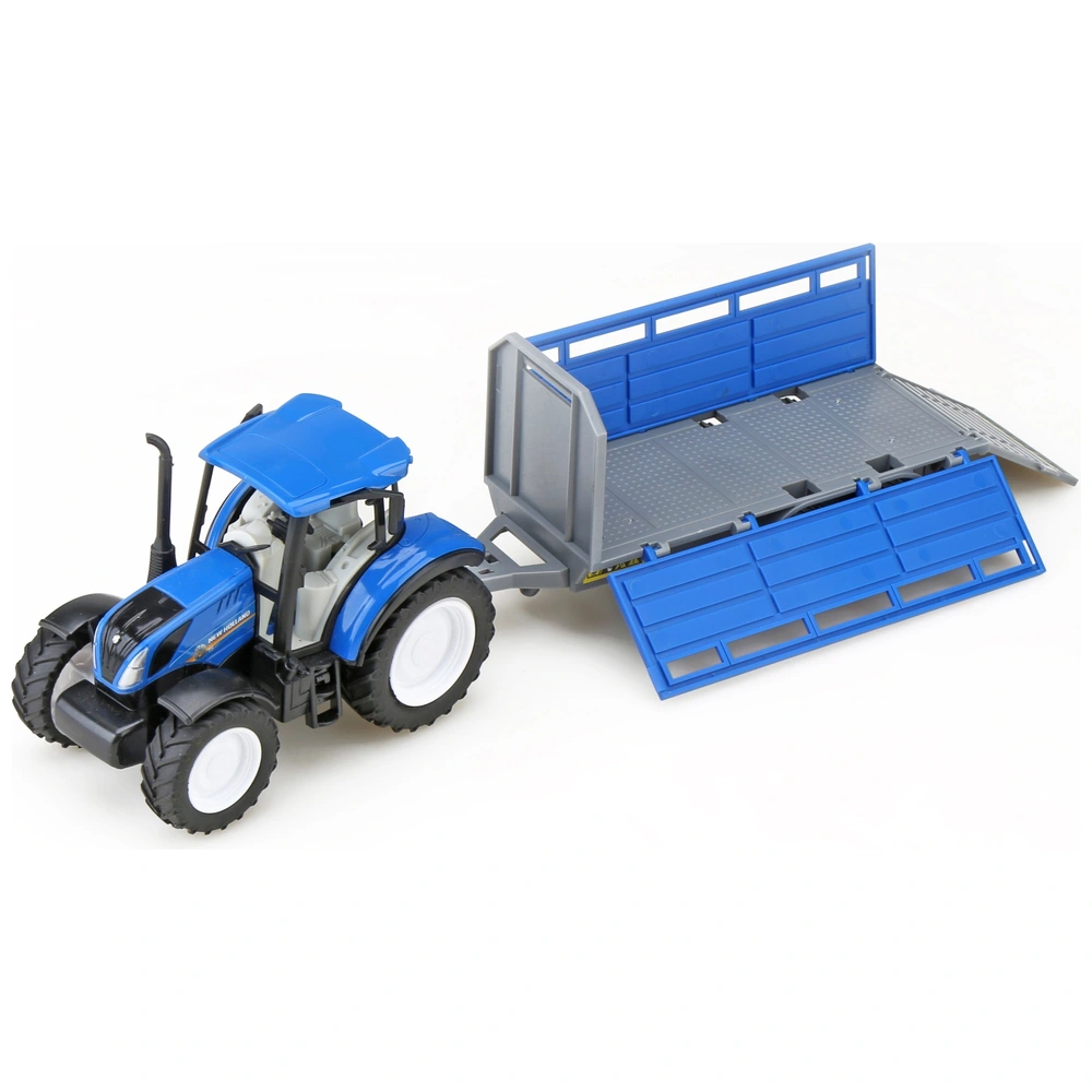 Toyland Ensemble Tracteur Et Remorque 1:32 – Chargeur Frontal Mobile, Capot Ouvrant, Avec Balle De Foin, Collection Ferme