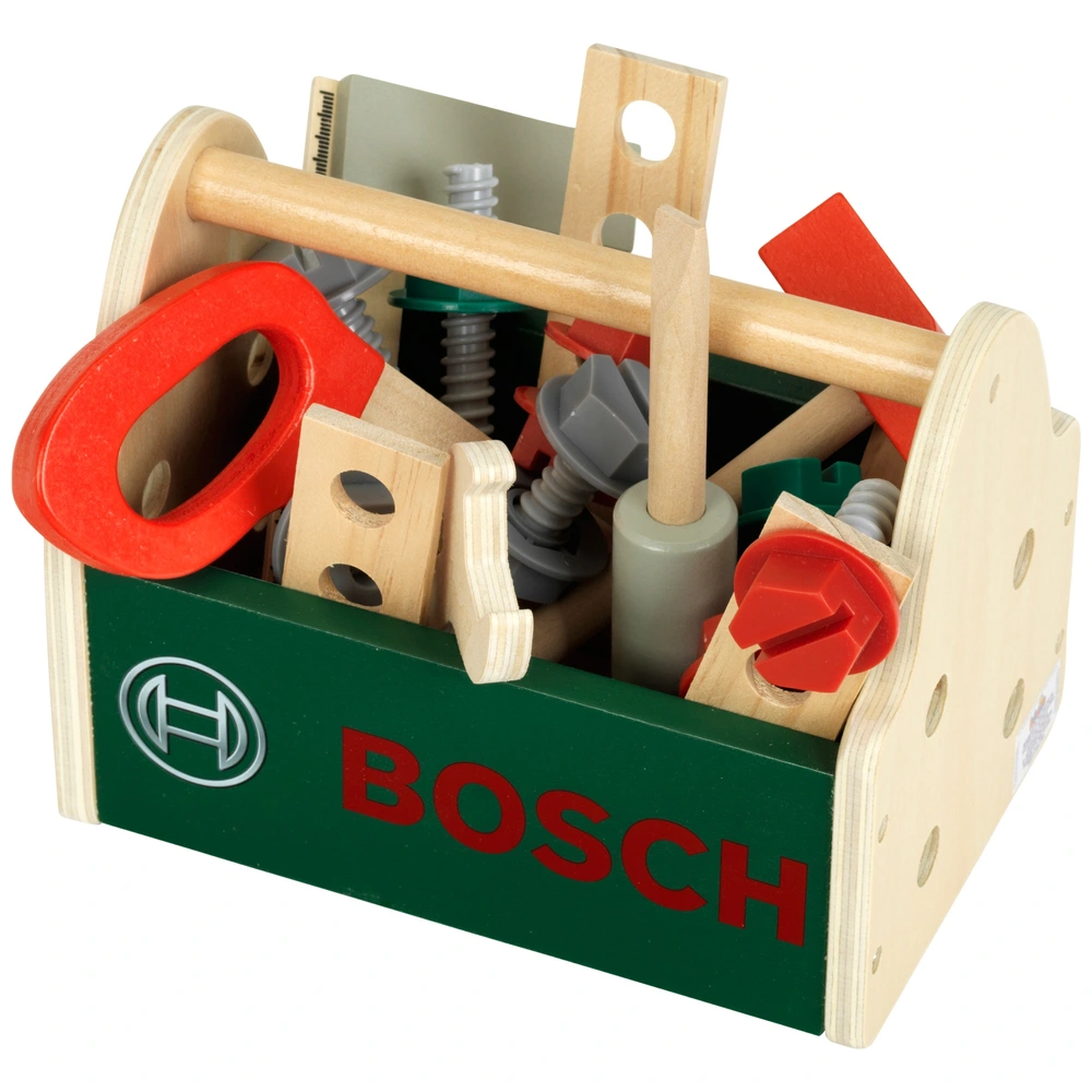 B. toys - Kit Fix 'n' Play - Coffre à Outils - Boîte à Outils en Bois et Accessoires - Coffret de Menuisier pour Enfants - Set de Jeu avec perceuse, Marteau