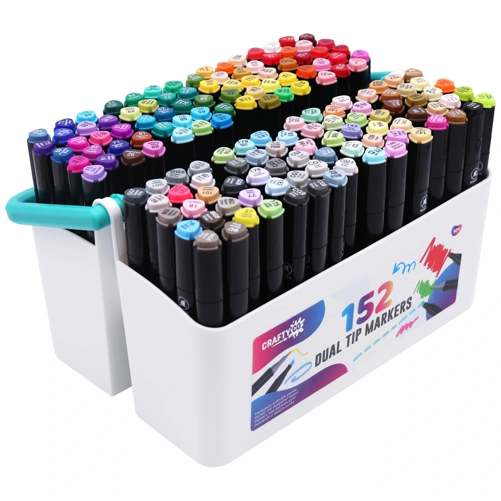 Crafty Professional Dual Tip Alcohol Markers Set with Carry - Main Image