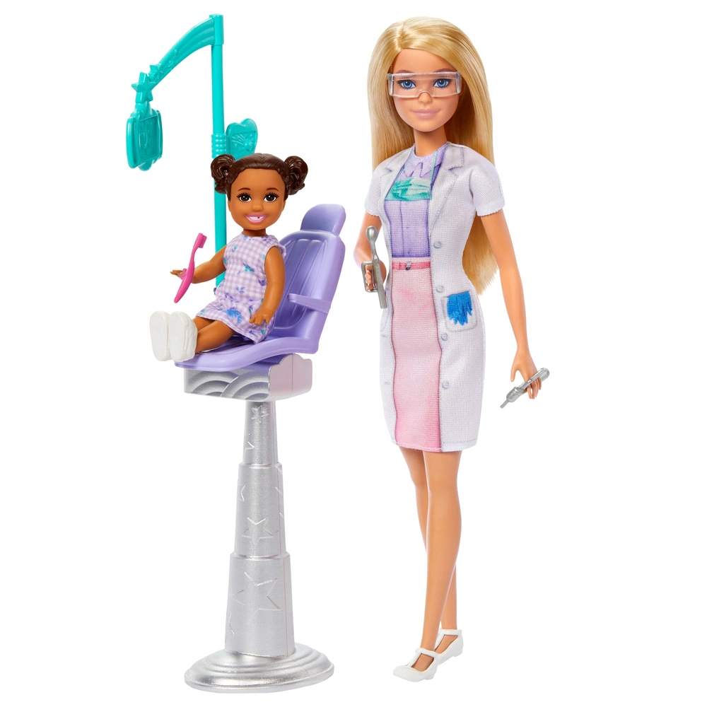 Coffret Barbie Métiers : Dentiste - 2 Poupées + Mobilier Et Accessoires - Mattel NEUF