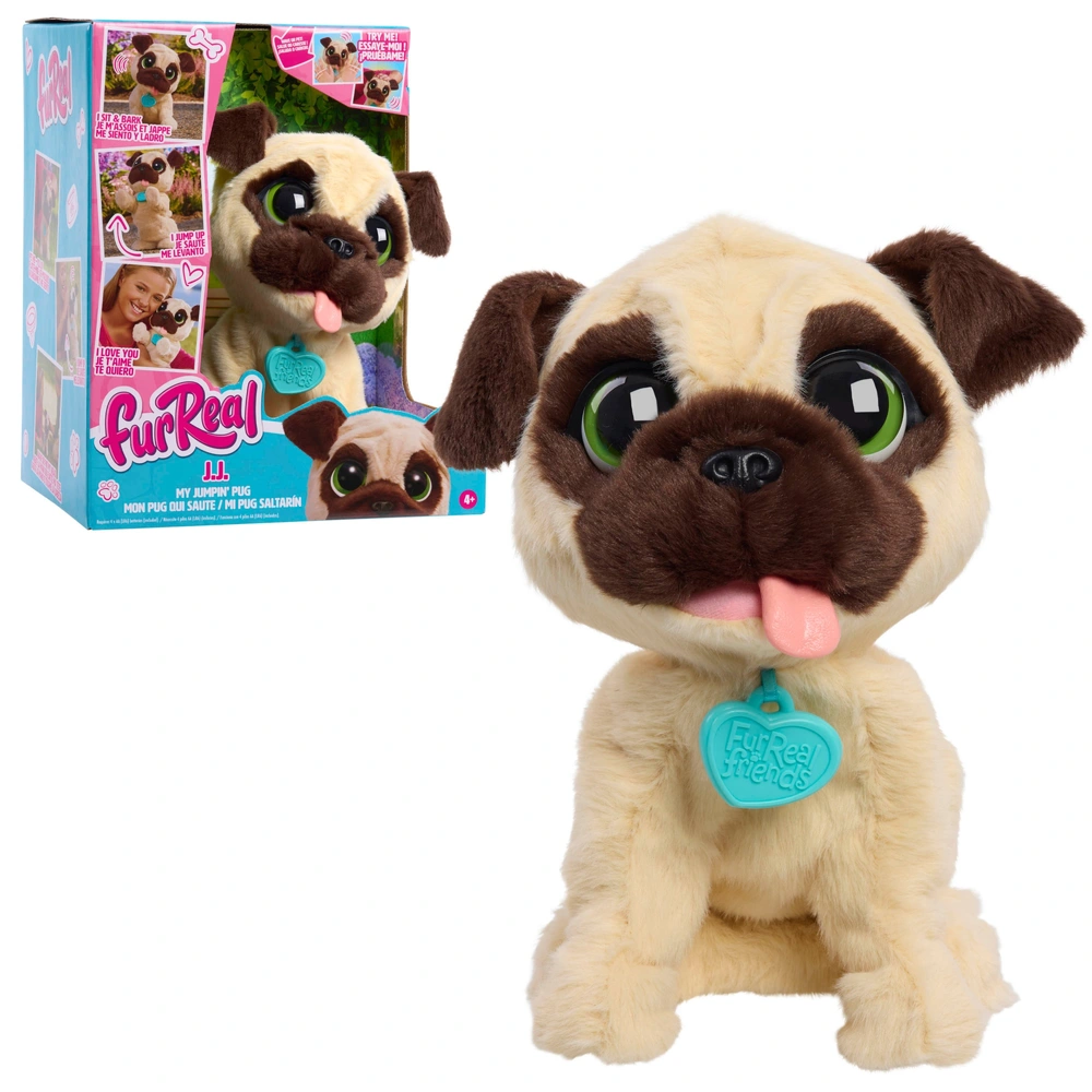 FurReal Plush Toy Interactive Pet JJ, My Jumpin' Pug Smyths Toys
