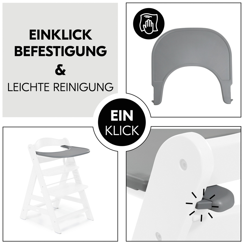 Alpha Plus Click Tray Hochstuhl Tisch in Grau | hauck