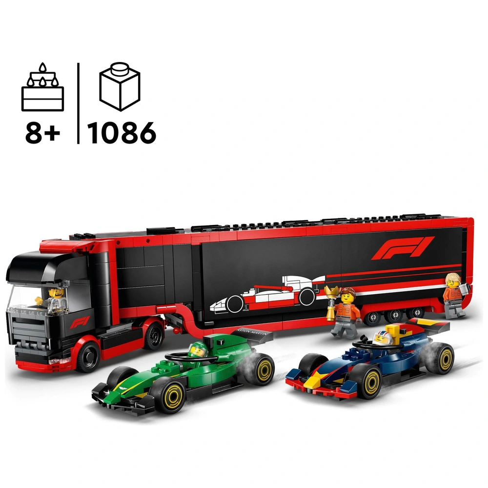 LEGO City 60445 F1 Truck with Red Bull 20 Aston Martin 24 F1