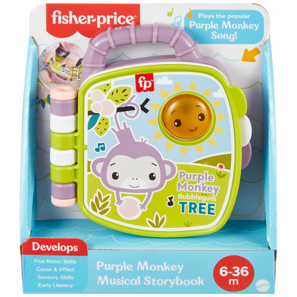 Fisher-Price Toy Purple Monkey Musical Storybook Smyths Toys UK