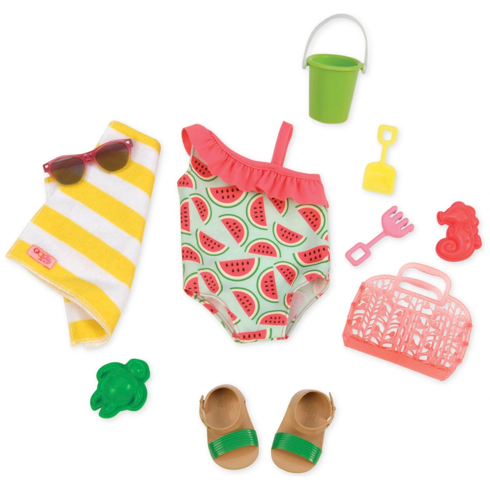 Accessoire Poupée Garçon Jeux Eau Enfants Set De Bain Pour Poupée 4 Pièces - Maillot, Bouée, Sabots Et Lunettes - Motifs Marins - Pour Poupées 35-45 Cm Jeu Piscine Poupée Accessoires Pour Poupée Enfant
